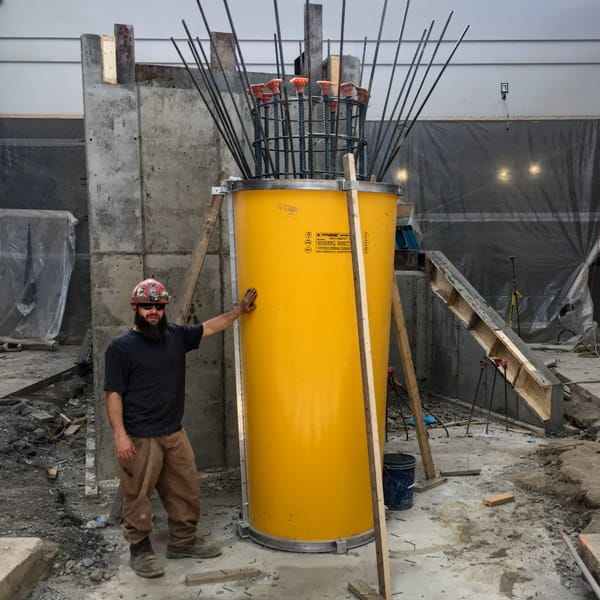 Pouring a small column with a tapered SlikForm.