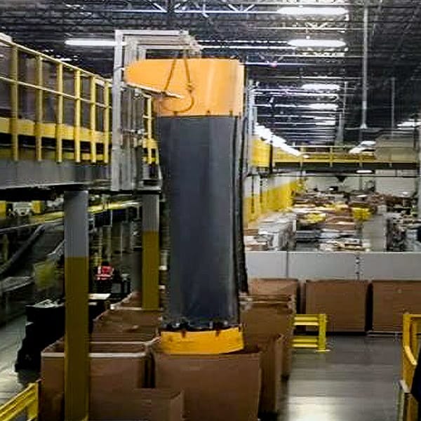 Superchute soft chute dropping warehouse waste.